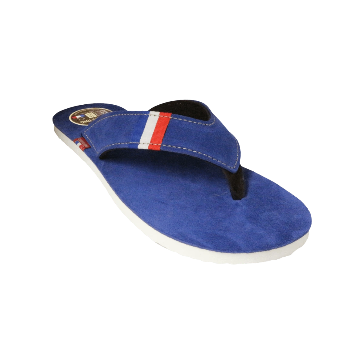Tong en cuir bleu
