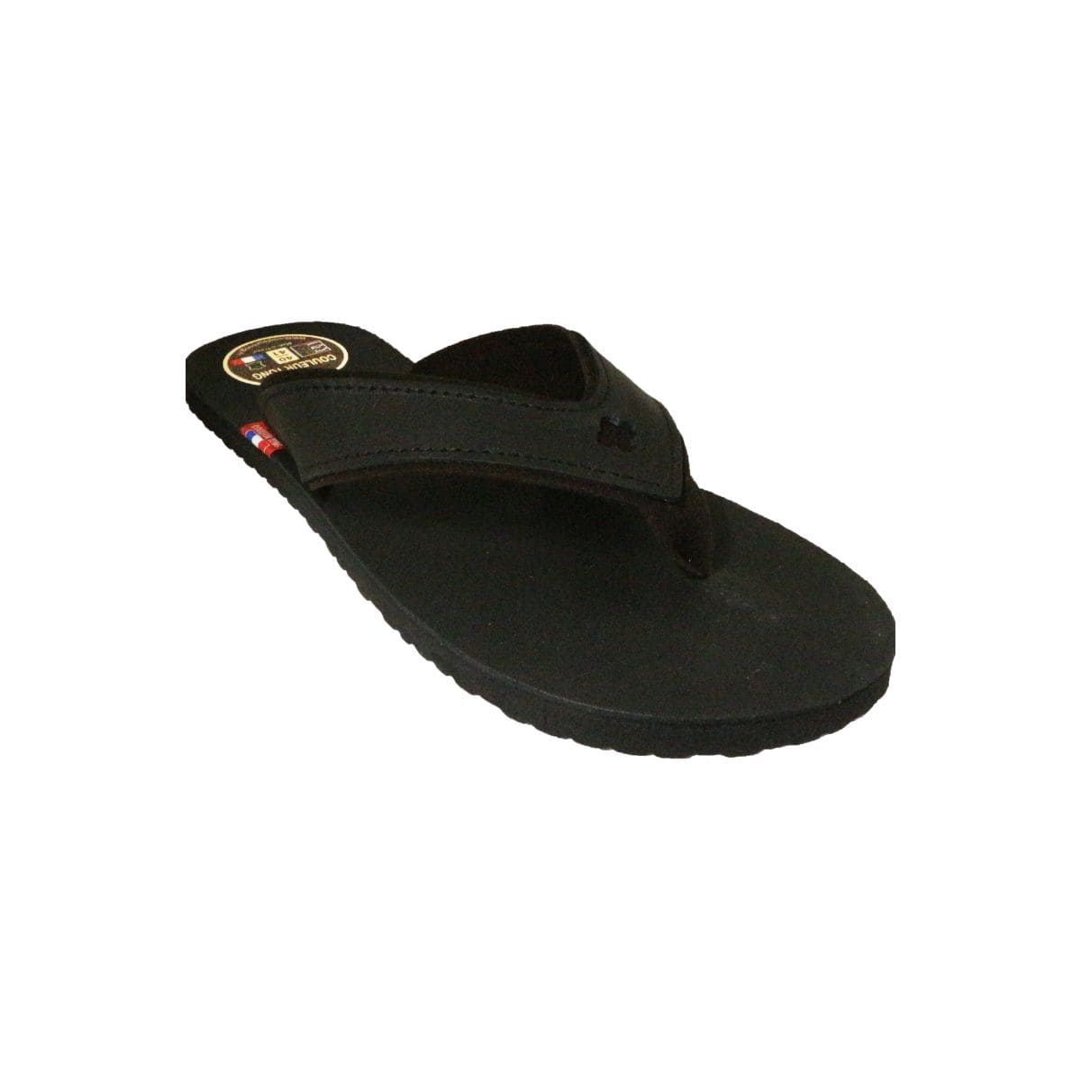 Tong noire en cuir