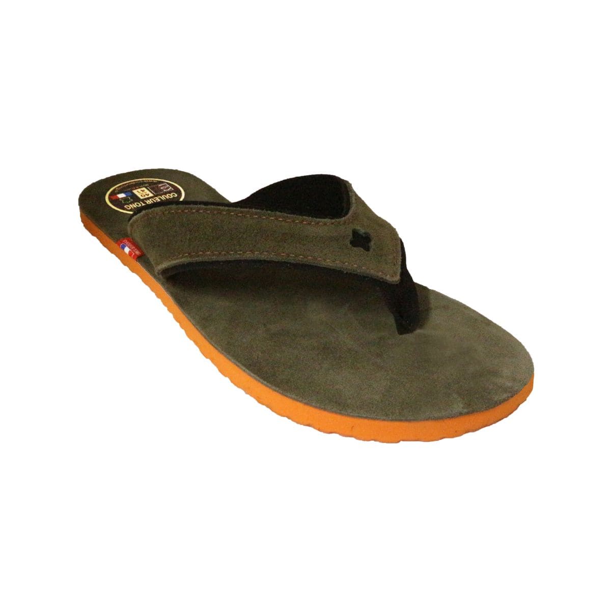 Tong verte en cuir